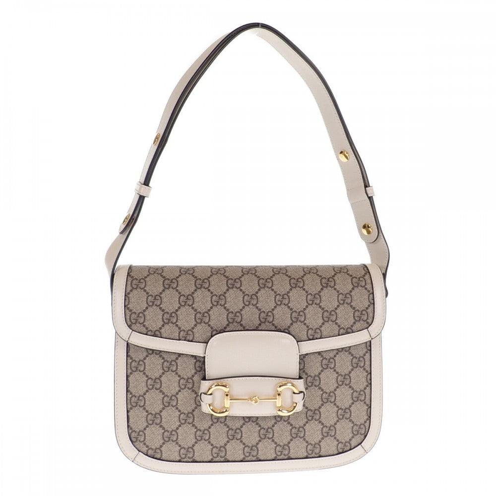 グッチ GUCCI ホースビット 1955 602204_92TCG_9761 ショルダーバッグ GGスプリームキャンバス レザー ベージュ エボニー ゴールド金具 レディース【中古】【SAランク】