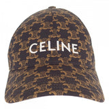 セリーヌ CELINE トリオンフモノグラム ベースボール S 2AUA1731O キャップ コットン ブラウン レディース【中古】【Aランク】