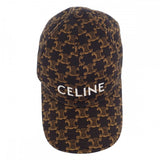 セリーヌ CELINE トリオンフモノグラム ベースボール S 2AUA1731O キャップ コットン ブラウン レディース【中古】【Aランク】