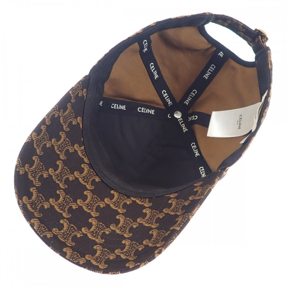セリーヌ CELINE トリオンフモノグラム ベースボール S 2AUA1731O キャップ コットン ブラウン レディース【中古】【Aランク】