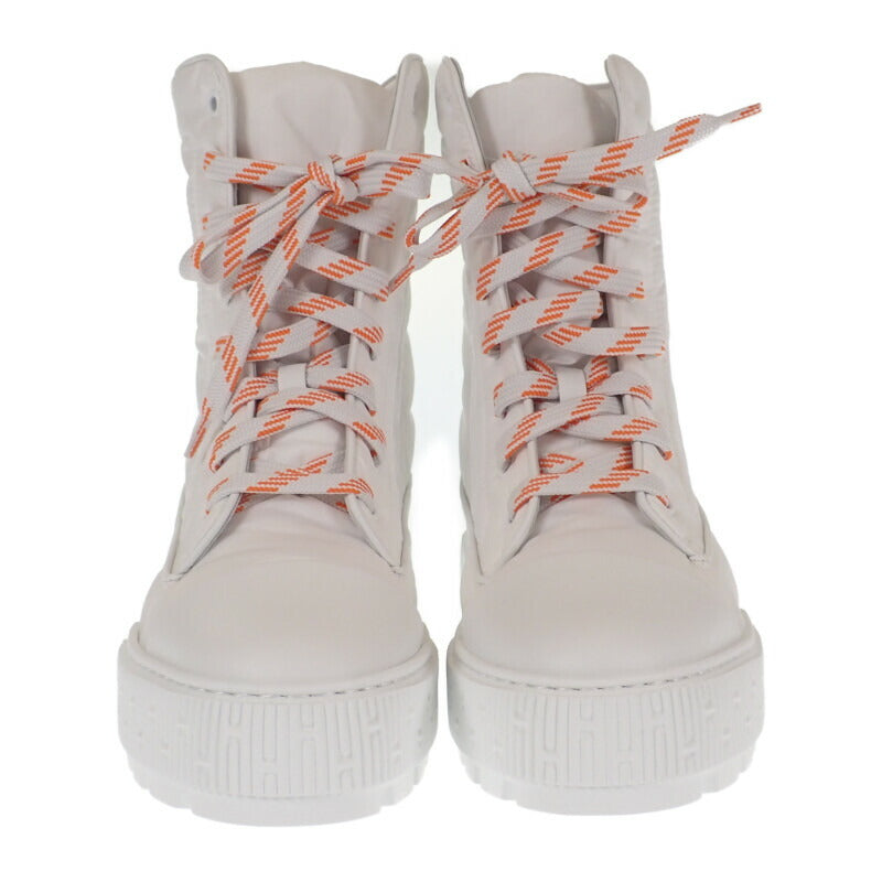 エルメス HERMES フレッシュ アンクルブーツ ハイカット シューズ 38 H222052Z_90370 スニーカー カーフ キルティングパラシュートファブリック ホワイト レディース【中古】【Sランク】