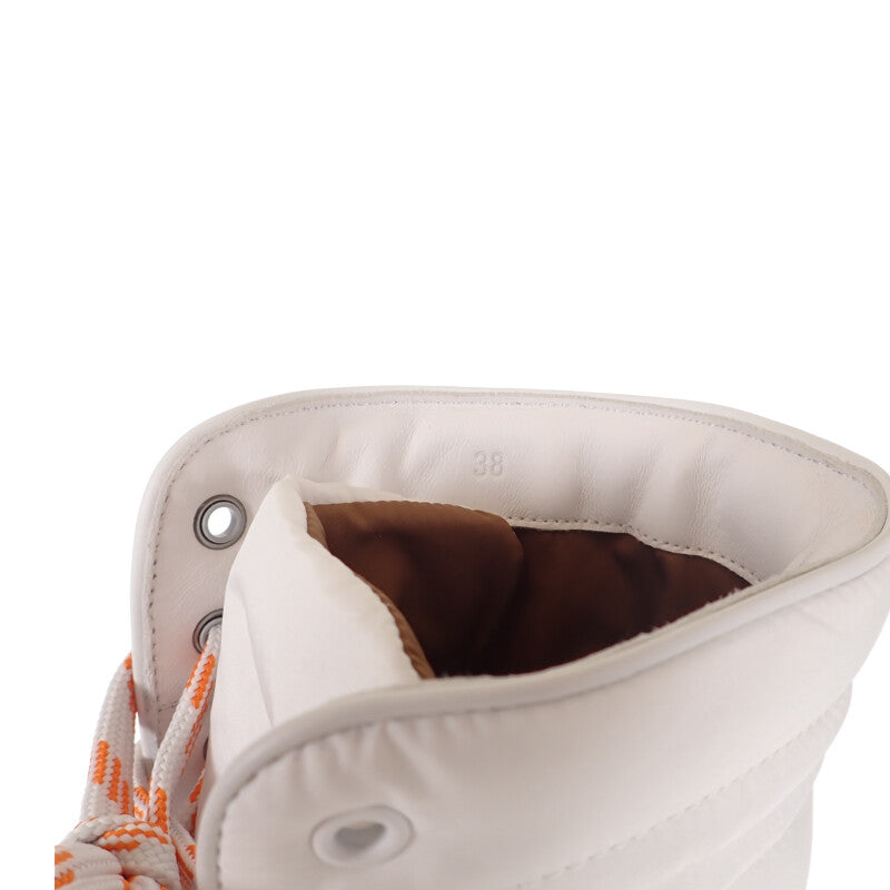 エルメス HERMES フレッシュ アンクルブーツ ハイカット シューズ 38 H222052Z_90370 スニーカー カーフ キルティングパラシュートファブリック ホワイト レディース【中古】【Sランク】