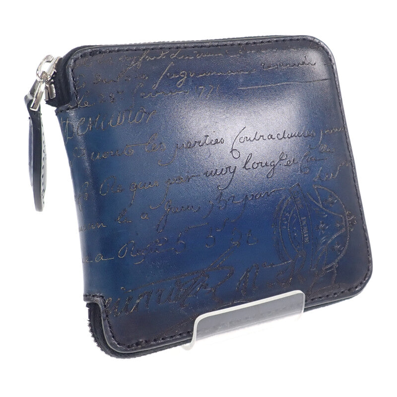 ベルルッティ Berluti カリグラフィ エコバッグ レザー ナイロン ブルー ブラック メンズ【中古】【ABランク】