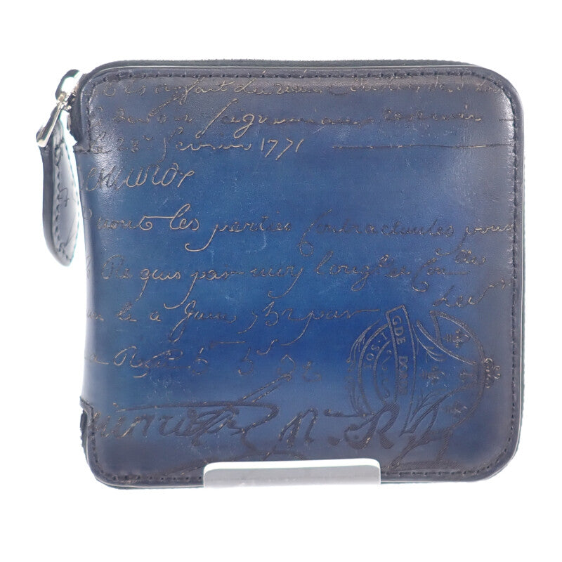 ベルルッティ Berluti カリグラフィ エコバッグ レザー ナイロン ブルー ブラック メンズ【中古】【ABランク】