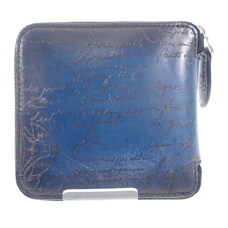 ベルルッティ Berluti カリグラフィ エコバッグ レザー ナイロン ブルー ブラック メンズ【中古】【ABランク】