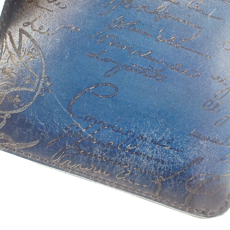 ベルルッティ Berluti カリグラフィ エコバッグ レザー ナイロン ブルー ブラック メンズ【中古】【ABランク】