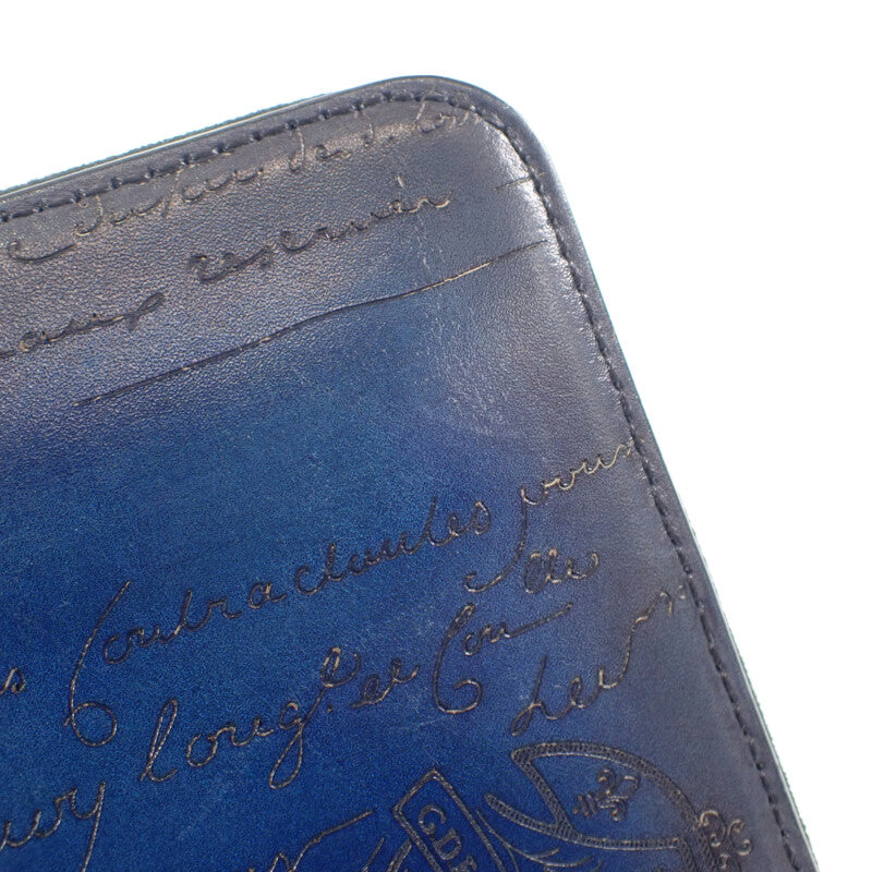 ベルルッティ Berluti カリグラフィ エコバッグ レザー ナイロン ブルー ブラック メンズ【中古】【ABランク】