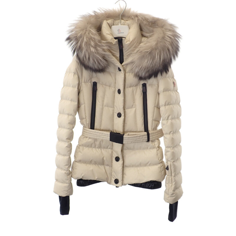 モンクレール MONCLER ショート 1 H20981A00053_5399E ダウンジャケット ナイロン ファー アイボリー レディース【中古】【Aランク】