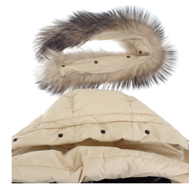 モンクレール MONCLER ショート 1 H20981A00053_5399E ダウンジャケット ナイロン シルバーフォックスファー アイボリー レディース【中古】【Aランク】