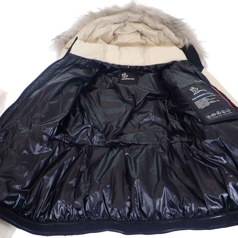 モンクレール MONCLER ショート 1 H20981A00053_5399E ダウンジャケット ナイロン ファー アイボリー レディース【中古】【Aランク】