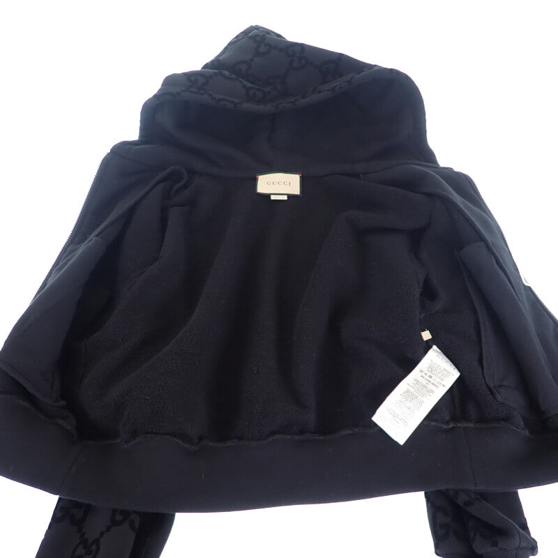 古馳 GUCCI GG刷毛連帽外套 XS 769546_XJF2X_1000 帽T 純棉 黑色 男士 女士【二手】【A級】