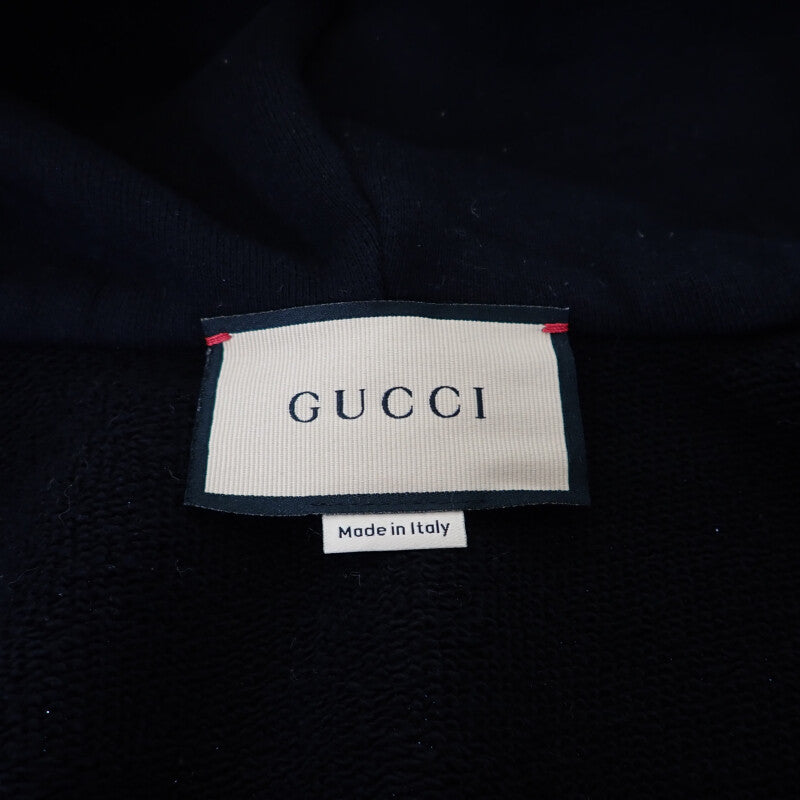 古馳 GUCCI GG刷毛連帽外套 XS 769546_XJF2X_1000 帽T 純棉 黑色 男士 女士【二手】【A級】