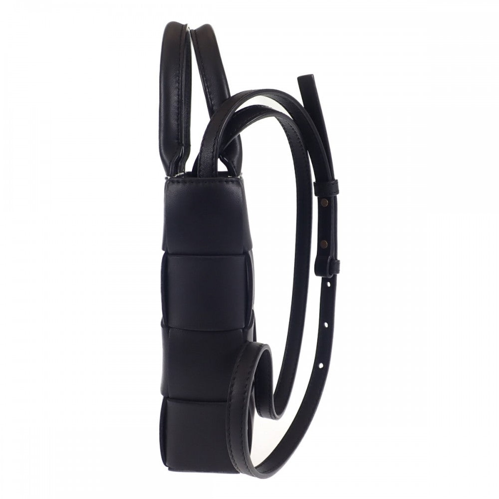 ボッテガヴェネタ BOTTEGA VENETA ミニ カセットトート 747755_VMAY1_8425 2WAYバッグ ラムスキン ブラック レディース【中古】【SAランク】