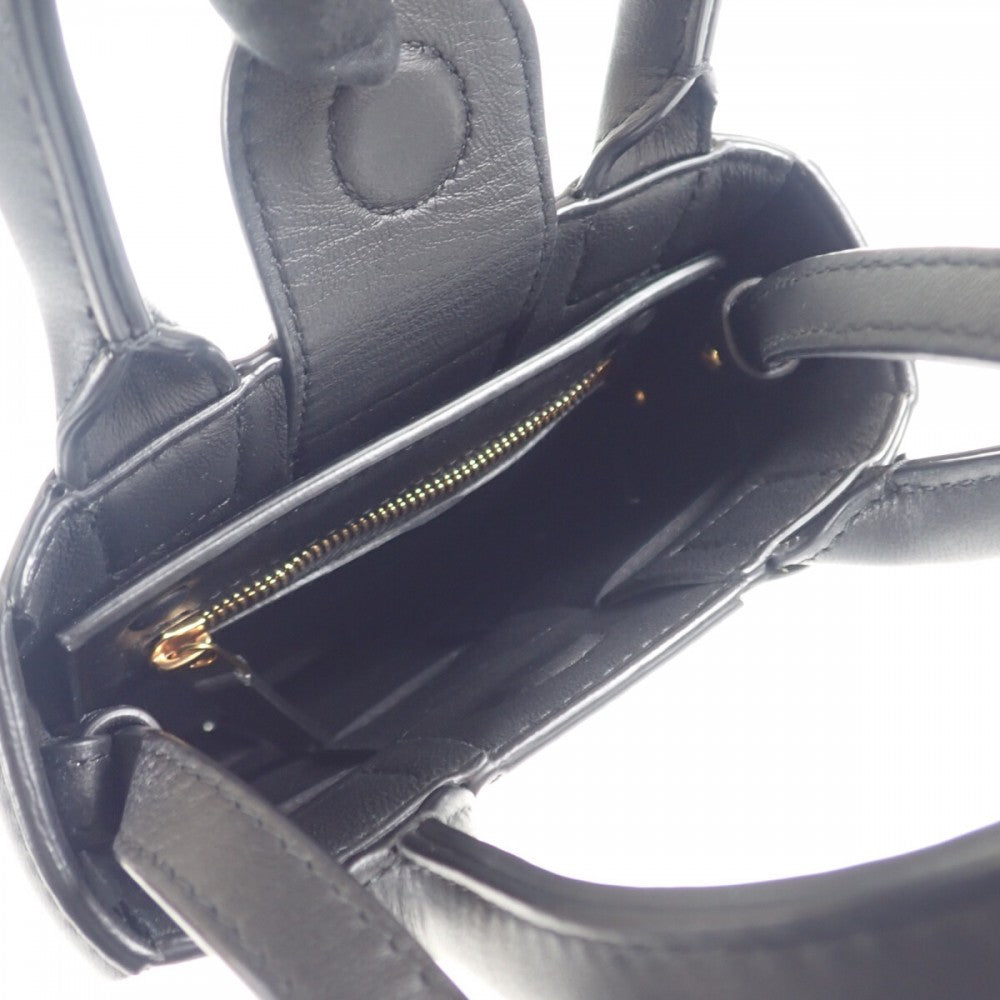 ボッテガヴェネタ BOTTEGA VENETA ミニ カセットトート 747755_VMAY1_8425 2WAYバッグ ラムスキン ブラック レディース【中古】【SAランク】