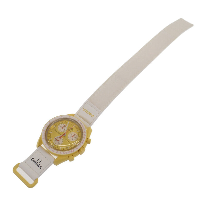 歐米茄 OMEGA SWATCH 斯沃琪 太陽系任務 SO33J100 腕錶 陶瓷 尼龍 石英 黃色錶盤 男士【中古】【A級】