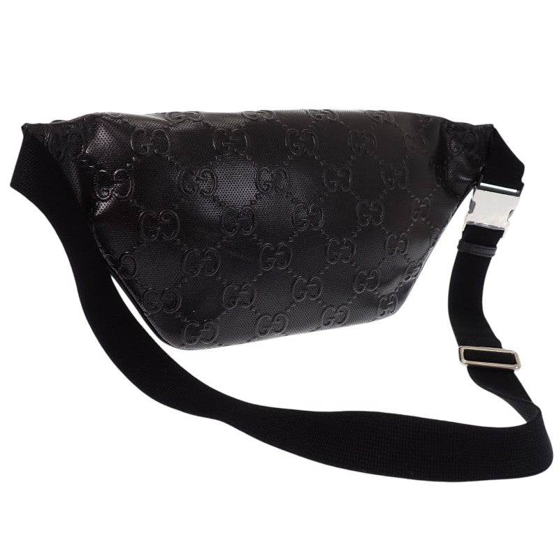 グッチ GUCCI GGエンボス ベルトバッグ 645093_1W3CN_1000 ボディバッグ レザー ブラック メンズ【中古】【Aランク】
