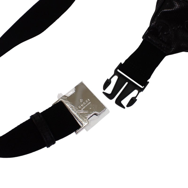 グッチ GUCCI GGエンボス ベルトバッグ 645093_1W3CN_1000 ボディバッグ レザー ブラック メンズ【中古】【Aランク】