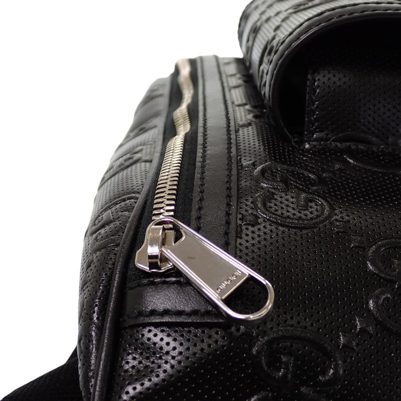 グッチ GUCCI GGエンボス ベルトバッグ 645093_1W3CN_1000 ボディバッグ レザー ブラック メンズ【中古】【Aランク】