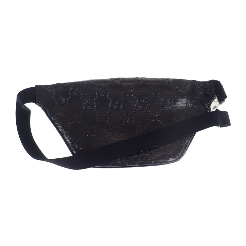 グッチ GUCCI GGエンボス ベルトバッグ 645093_1W3CN_1000 ボディバッグ レザー ブラック メンズ【中古】【Aランク】