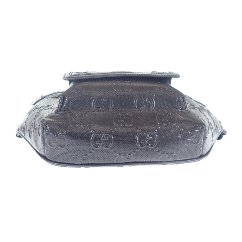 グッチ GUCCI GGエンボス ベルトバッグ 645093_1W3CN_1000 ボディバッグ レザー ブラック メンズ【中古】【Aランク】
