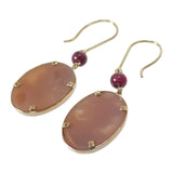 K18 デザインジュエリー カメオ ピアス K18イエローゴールド ピンク オレンジ ピンクガーネット レディース【中古】【Aランク】