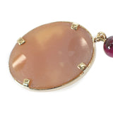 K18 デザインジュエリー カメオ ピアス K18イエローゴールド ピンク オレンジ ピンクガーネット レディース【中古】【Aランク】