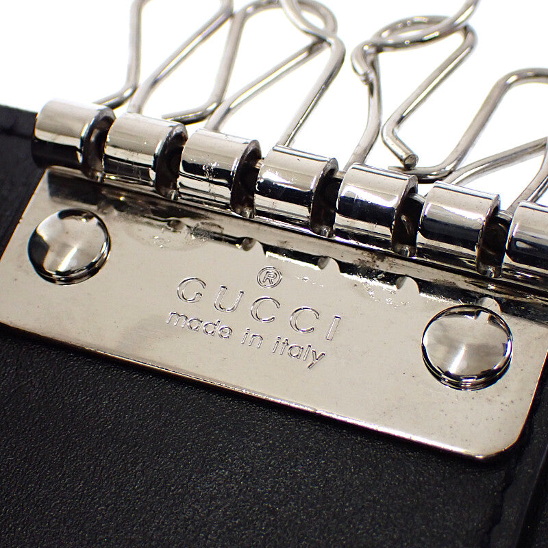 グッチ GUCCI GGエンボス 6連 625565_1W3AN_1000 キーケース レザー ブラック シルバー金具 メンズ レディース【中古】【ABランク】