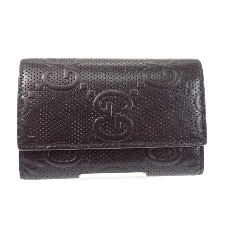 グッチ GUCCI GGエンボス 6連 625565_1W3AN_1000 キーケース レザー ブラック シルバー金具 メンズ レディース【中古】【ABランク】