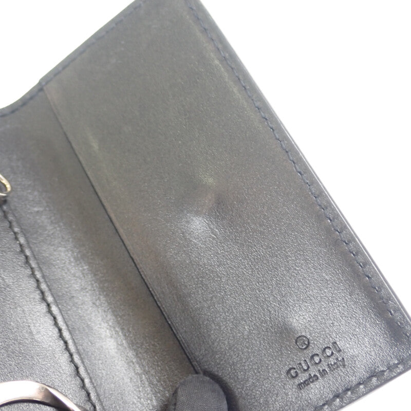 GUCCI GG壓花 6連 625565_1W3AN_1000 鑰匙包 皮革 黑色 銀色金屬件 男士 女士【中古】【AB級】