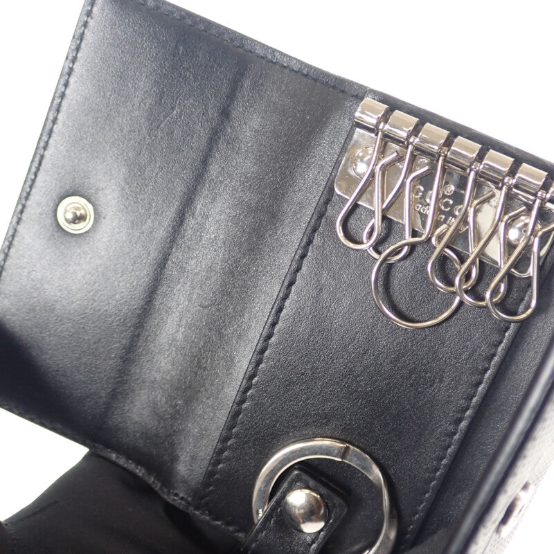 グッチ GUCCI GGエンボス 6連 625565_1W3AN_1000 キーケース レザー ブラック シルバー金具 メンズ レディース【中古】【ABランク】