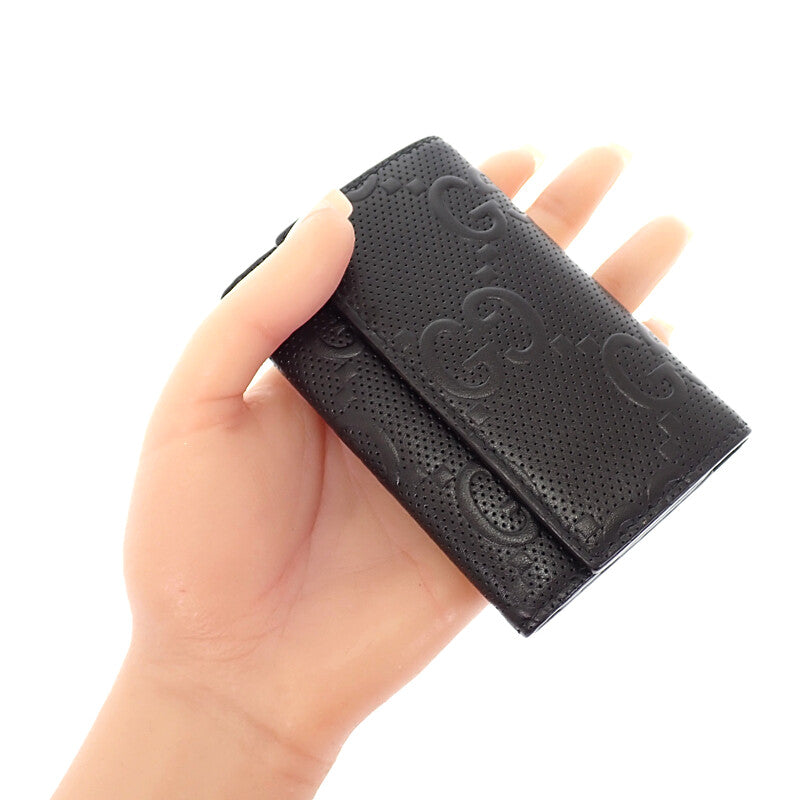 グッチ GUCCI GGエンボス 6連 625565_1W3AN_1000 キーケース レザー ブラック シルバー金具 メンズ レディース【中古】【ABランク】