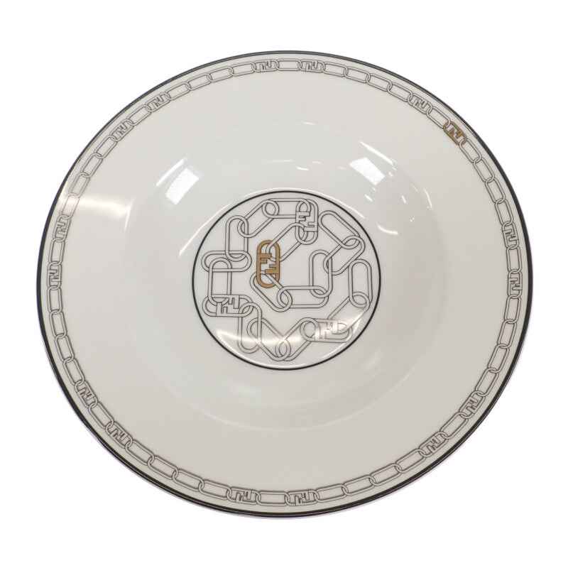 フェンディ FENDI オーロックプレート 2枚セット 7AC046 食器 ポーセリン ホワイト レディース【中古】【Sランク】
