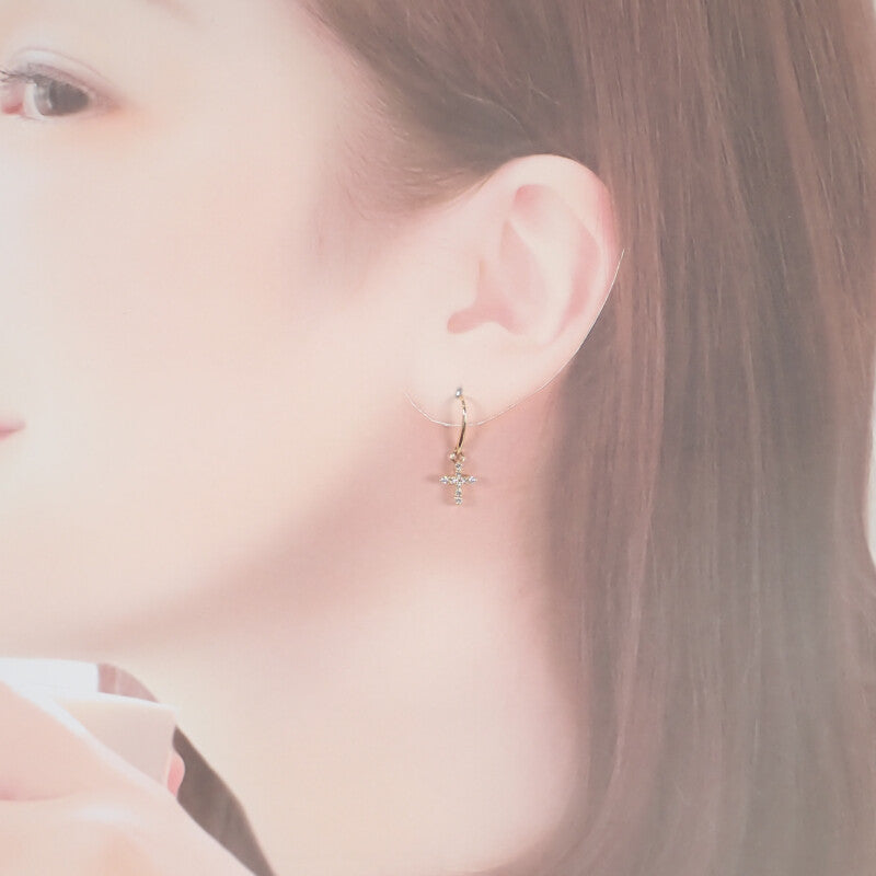 スタージュエリー STAR JEWELRY クロス フック ピアス K18イエローゴールド ダイヤモンド レディース【中古】【Aランク】