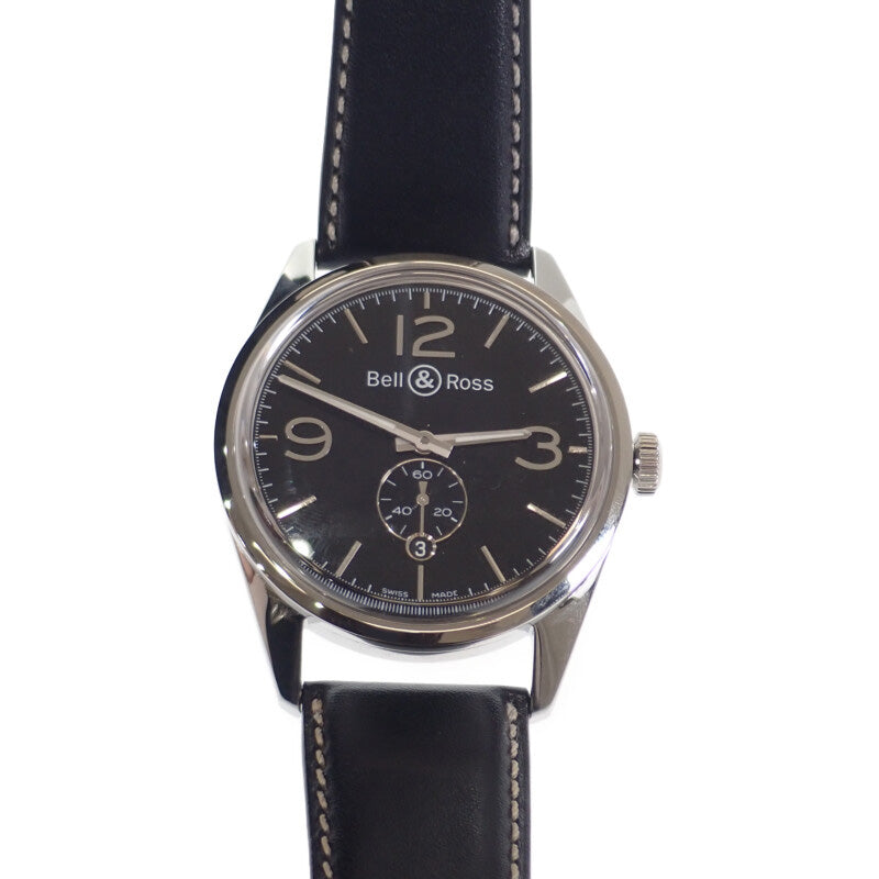 ベル&ロス Bell&Ross BR123 ヴィンテージOB オフィサー BRG123-BL-ST/SCR 腕時計 ステンレススチール レザー ブラック 自動巻き ブラック文字盤 メンズ【中古】【Aランク】
