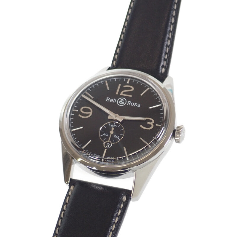 Bell&Ross 柏萊士 BR123 Vintage OB Officer BRG123-BL-ST/SCR 腕錶 不鏽鋼 皮革 黑色 自動上鏈 黑色錶盤 男士【中古】【A級】