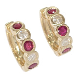 K18YG デザインジュエリー ピアス K18イエローゴールド ゴールド ピンク ダイヤモンド ルビー ダイヤモンド レディース【中古】【Aランク】