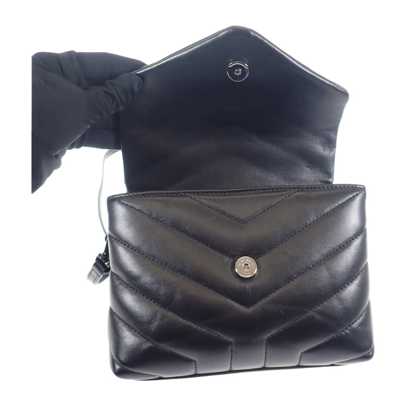 SAINT LAURENT 聖羅蘭 Loulou Toy Bag 630951_DV708_1000 斜背包 小牛皮 黑色 女款【中古】【A級】