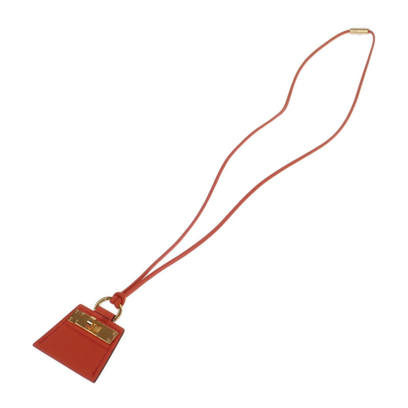 Hermes Mon Petit Kelly PM Necklace Swift Orange Poppy Women's