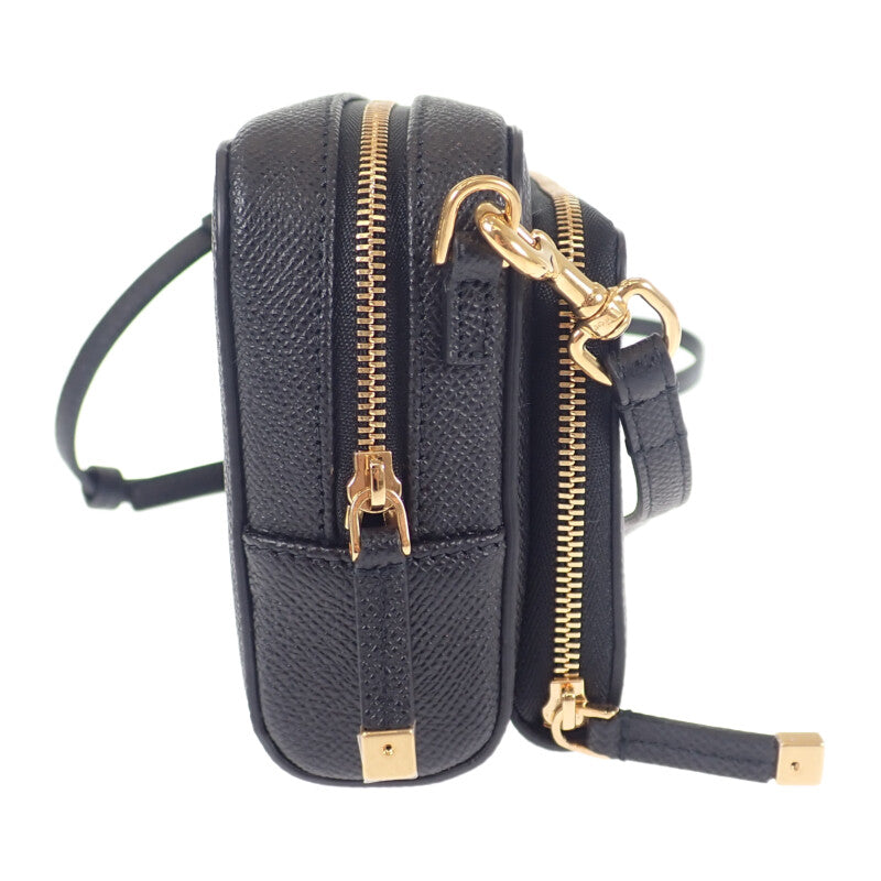Dior Caro Double Pouch S7431UBAE Shoulder Bag Leather Black Women's【Used】【A rank】