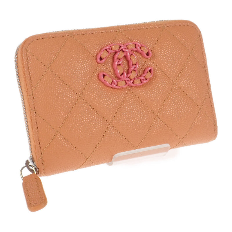 シャネル CHANEL ジップコインパース AP3716_B14928_NS838 コインケース キャビアスキン オレンジ シルバー金具 レディース【中古】【Aランク】