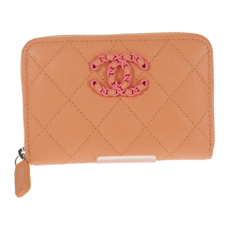 シャネル CHANEL ジップコインパース AP3716_B14928_NS838 コインケース キャビアスキン オレンジ シルバー金具 レディース【中古】【Aランク】