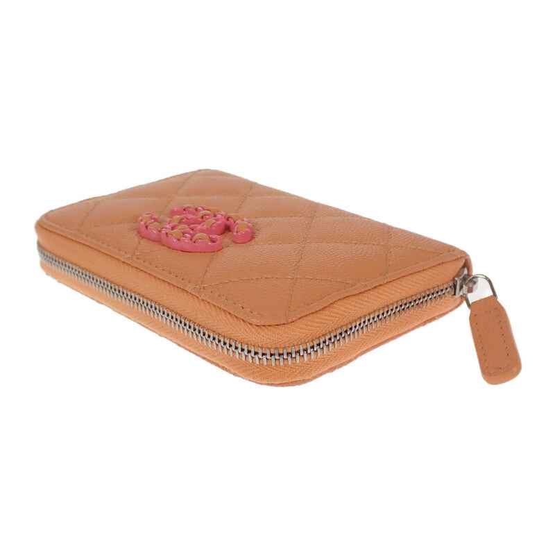 シャネル CHANEL ジップコインパース AP3716_B14928_NS838 コインケース キャビアスキン オレンジ シルバー金具 レディース【中古】【Aランク】