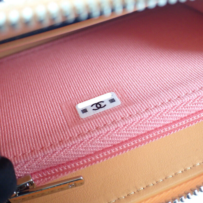 シャネル CHANEL ジップコインパース AP3716_B14928_NS838 コインケース キャビアスキン オレンジ シルバー金具 レディース【中古】【Aランク】