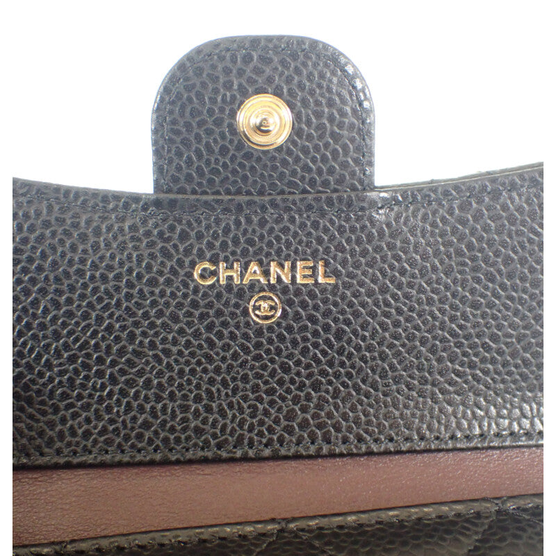シャネル CHANEL クラシックスモール フラップウォレット AP0231_Y01864_C3906 三つ折り財布 キャビアスキン ブラック ゴールド金具 レディース【中古】【SAランク】