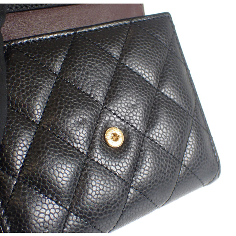 シャネル CHANEL クラシックスモール フラップウォレット AP0231_Y01864_C3906 三つ折り財布 キャビアスキン ブラック ゴールド金具 レディース【中古】【SAランク】