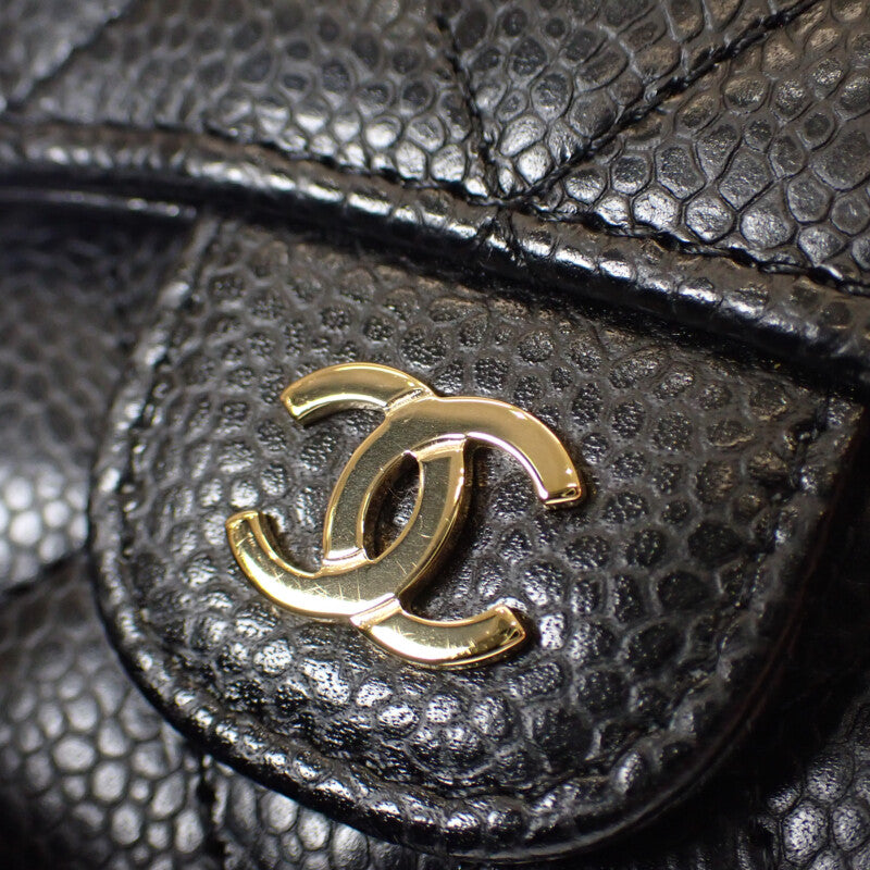 シャネル CHANEL クラシックスモール フラップウォレット AP0231_Y01864_C3906 三つ折り財布 キャビアスキン ブラック ゴールド金具 レディース【中古】【SAランク】