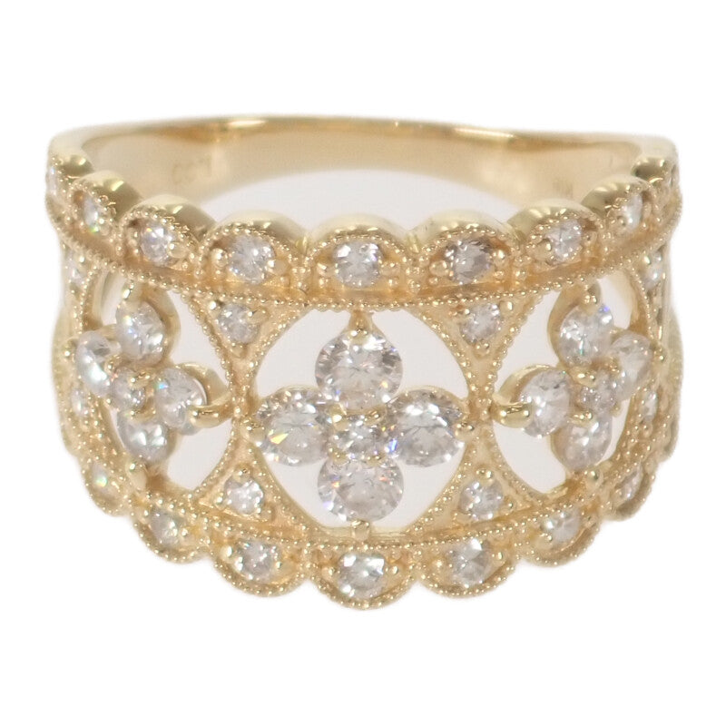 デザインジュエリー フラワー 14号 リング K18イエローゴールド ダイヤモンド レディース【中古】【Aランク】