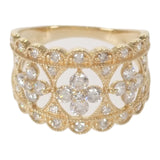 【中古】 デザインジュエリー フラワー リング K18イエローゴールド 14号 ダイヤモンド レディース【Aランク】