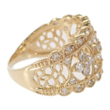 デザインジュエリー フラワー 14号 リング K18イエローゴールド ダイヤモンド レディース【中古】【Aランク】