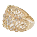 【中古】 デザインジュエリー フラワー リング K18イエローゴールド 14号 ダイヤモンド レディース【Aランク】